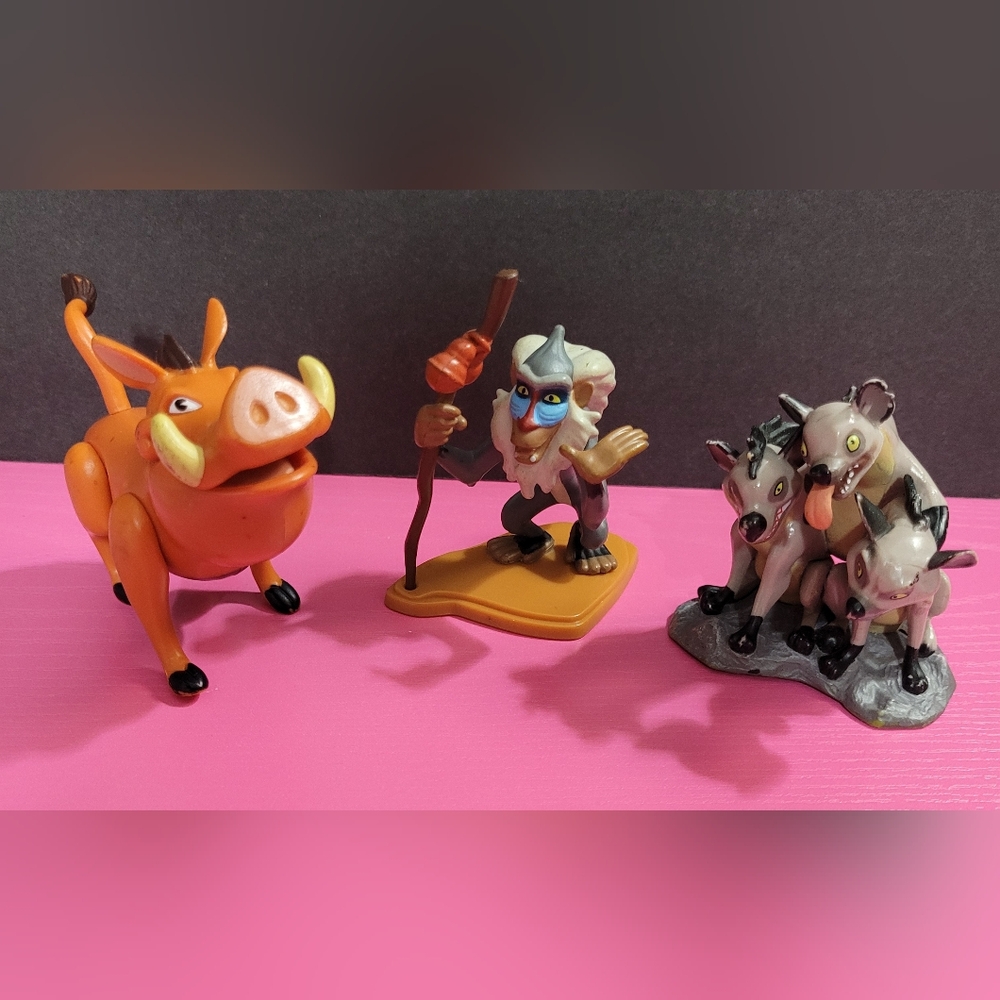 Disney The Lion King Toy Figures Set Of 3 Pumbaa Rafiki Hyena Trio (0281)